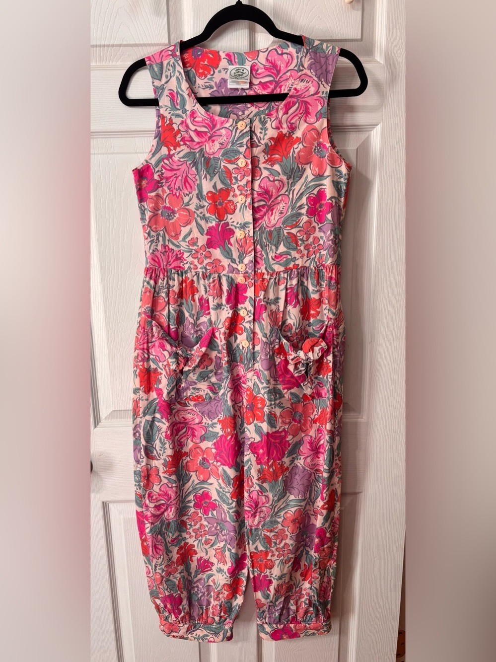 Laura Ashley Vintage Floral 80’s Pink Cotton Jumpsuit Size Small Romper Ireland
